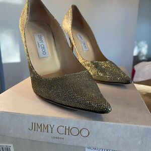 Jimmy Choo Abel Glitter Pointed PumpLight Bronze